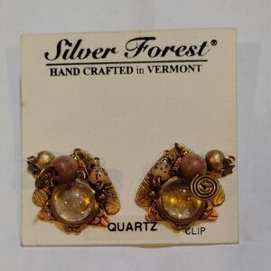 Silver Forest Gold and Tan Earrings